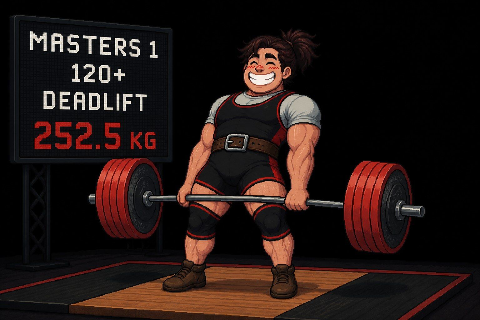 Powerlifter pixel art en mez da in stgar grev da competiziun